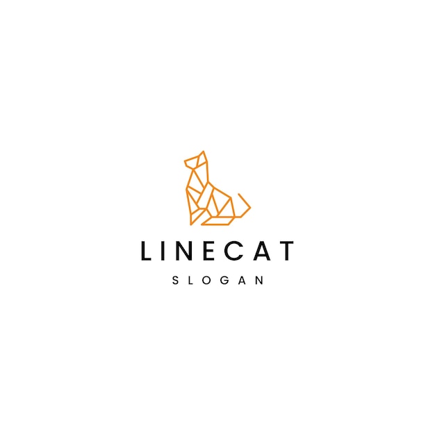 Cat line art logo icon design