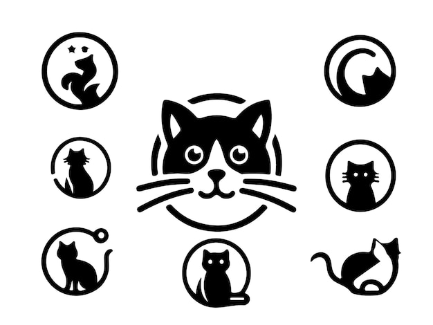 Cat logo design icon symbol vector template Silhouette cat