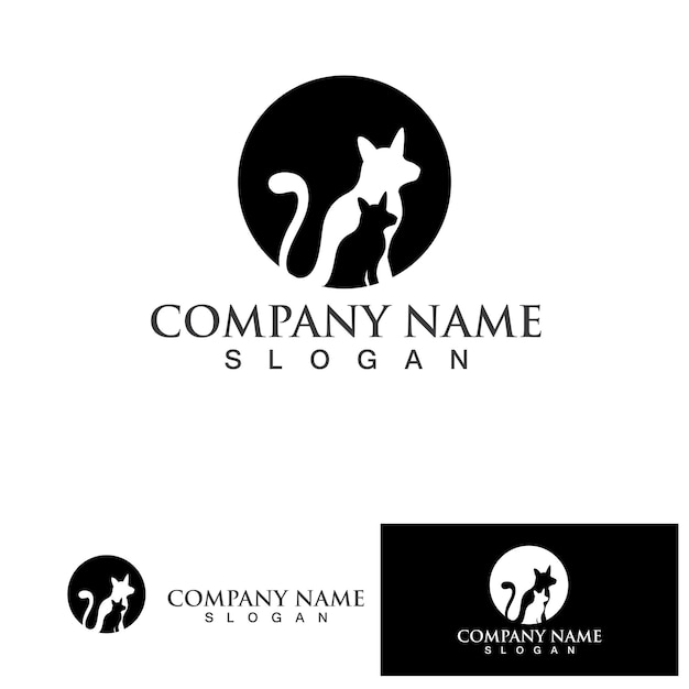 Cat logo design pet logotype vector