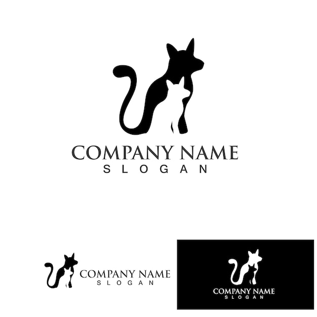 Cat logo design pet logotype vector