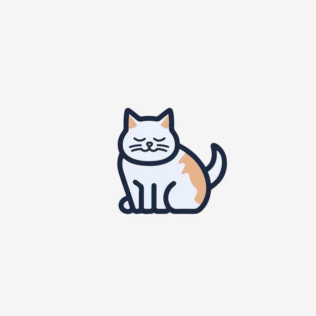 A cat logo with a white and brown cat on a white background.