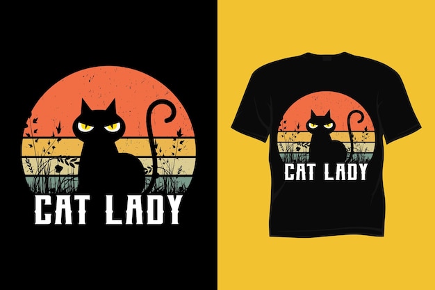 Cat lover retro vintage Tshirt design