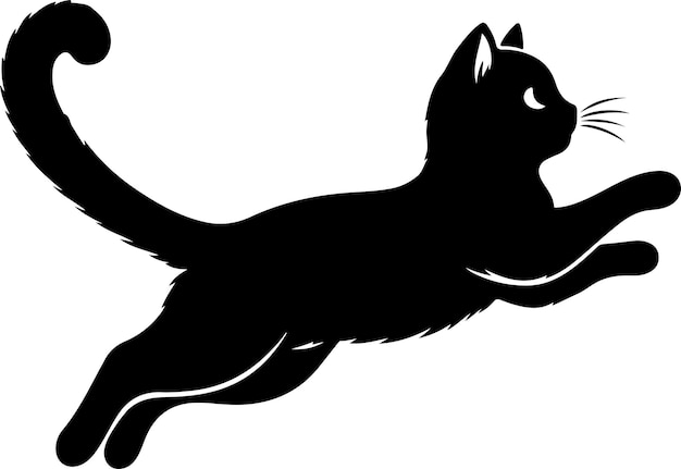 Cat Luna black cat jumping silhouette with vector illustration