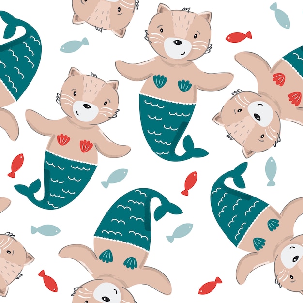 Cat mermaid pattern.