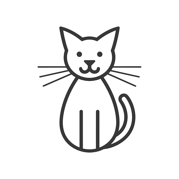 cat minimalist line art icon logo symbol icon black color only