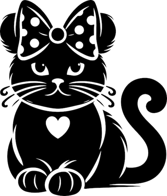 Vector cat minnie black cat silhouette with vector illustration