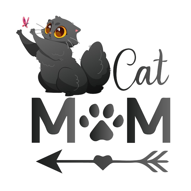 A cat mom logo with the word cat on it