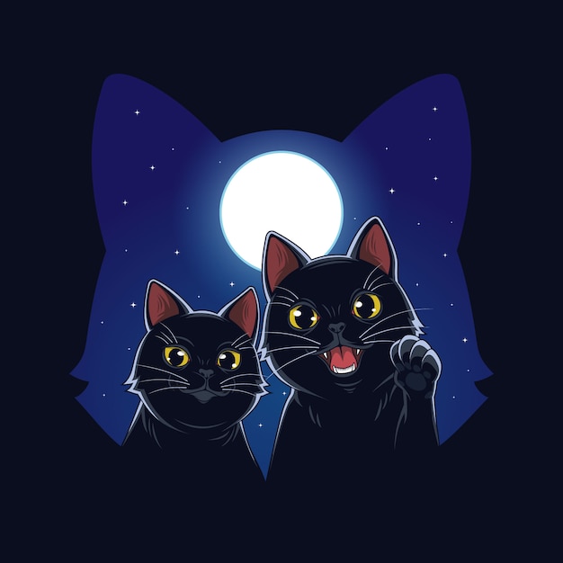 Cat of the moonlight illustration vector