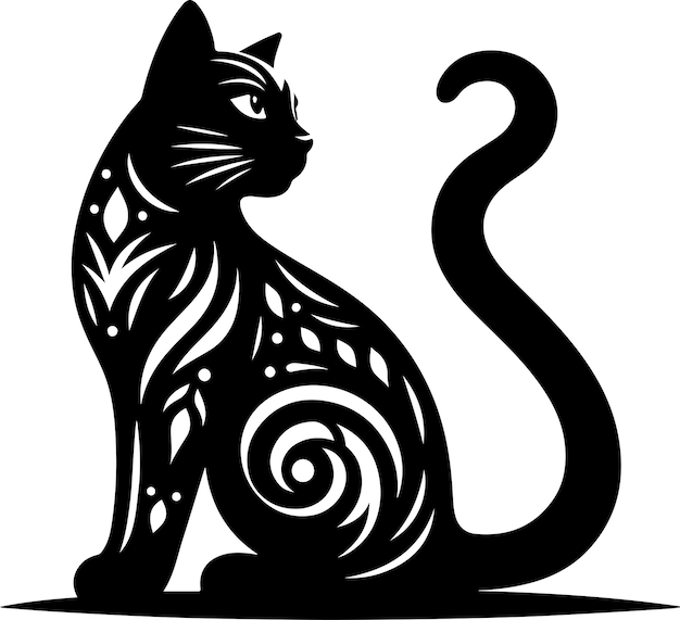 Cat Nala black cat silhouette with vector illustration