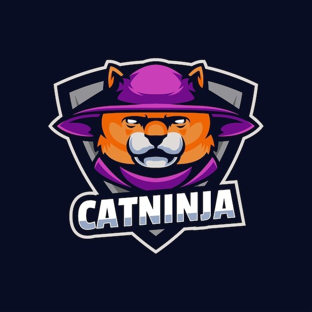 Cat Ninja Logo Mascot Template