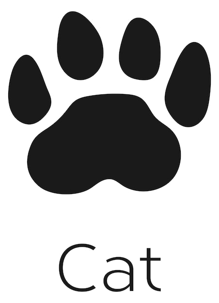 Cat paw black silhouette Pet footprint icon