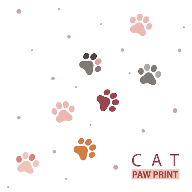 Cat paw print background pattern vector