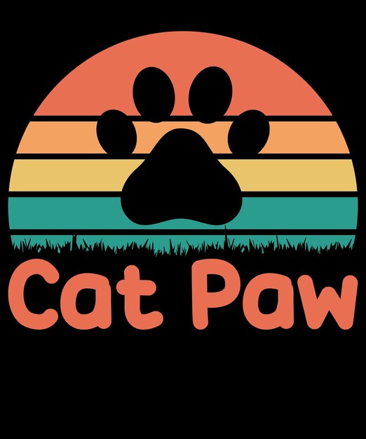 Vector cat paw sunset tshirt design