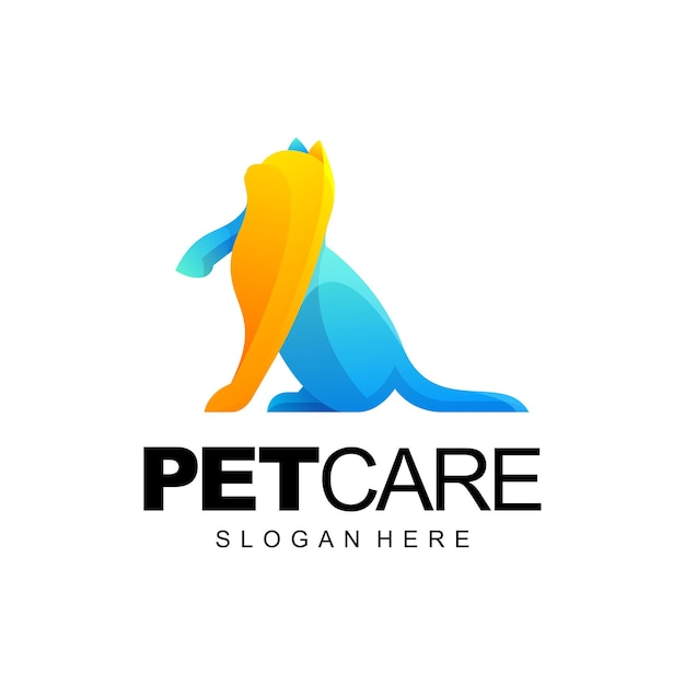 Cat pet care logo gradient