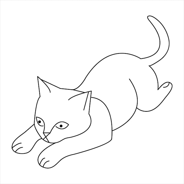 Cat pet single line art drawing continuous outline silhouette vector illustration