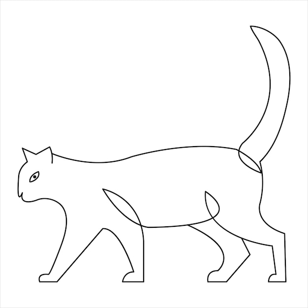 Cat pet single line art drawing continuous outline silhouette vector illustration