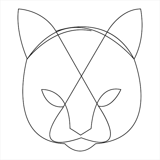 Cat pet single line art drawing continuous outline silhouette vector illustration