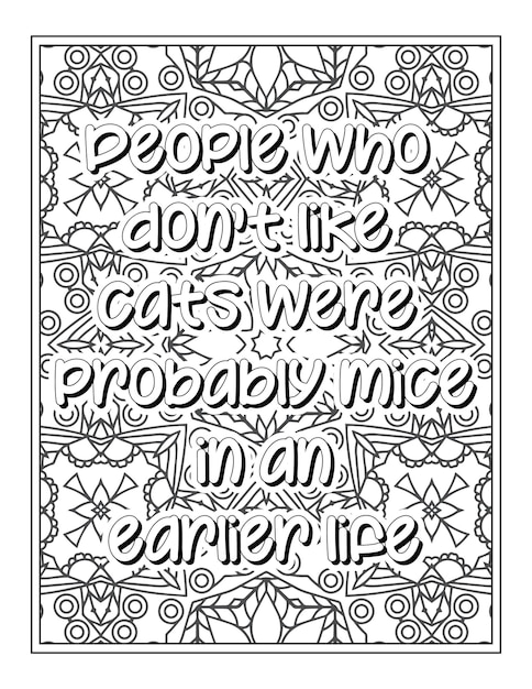 Cat quotes coloring page coloring page for adults