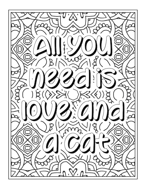 Cat quotes coloring page coloring page for adults