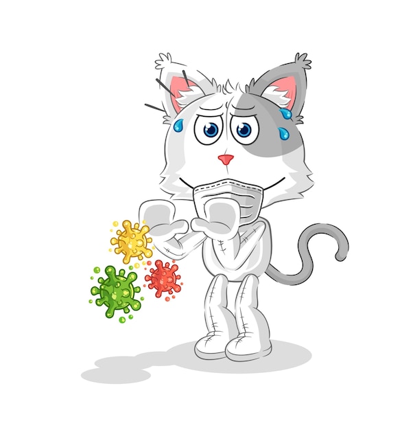 Cat refuse viruses cartoon cartoon mascot vector