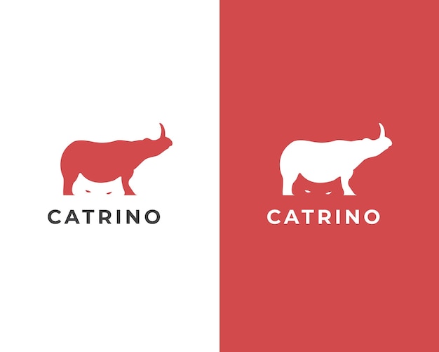 Cat and rhino logo design template