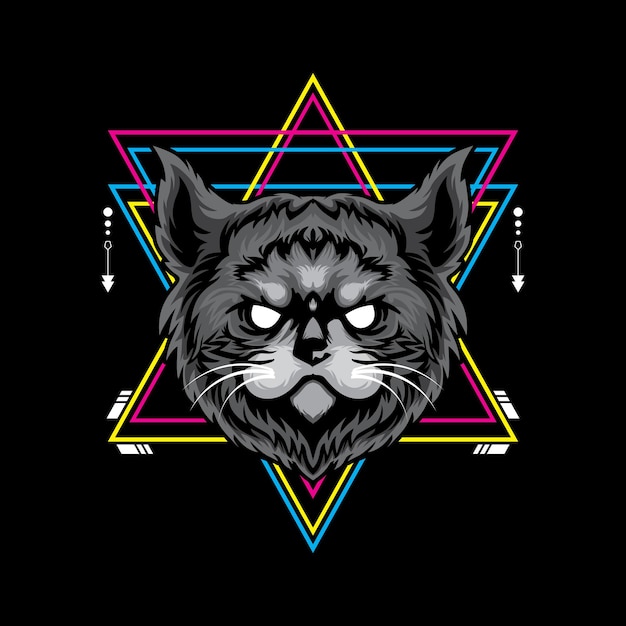 Cat Sacred Geometry Illustration