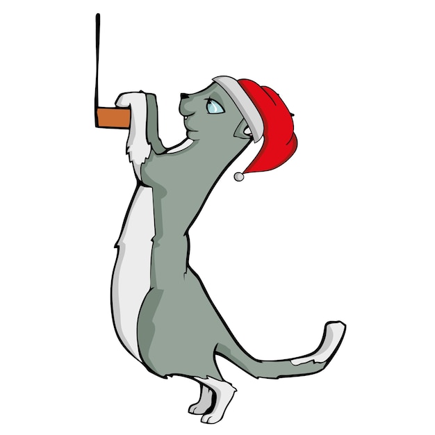 Cat in santas hat vector