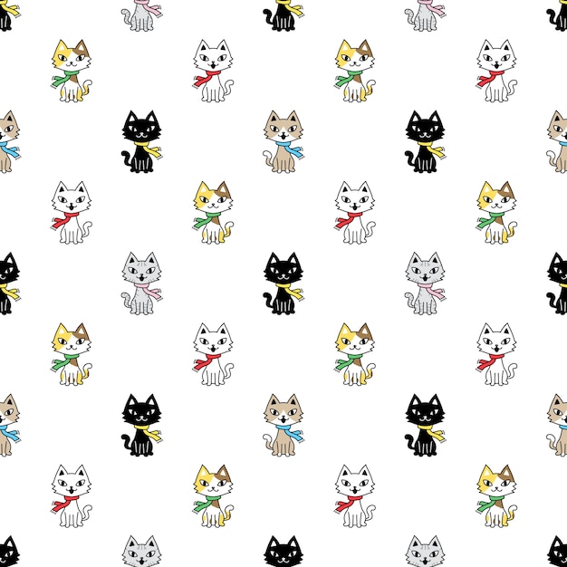 cat seamless pattern clico kitten