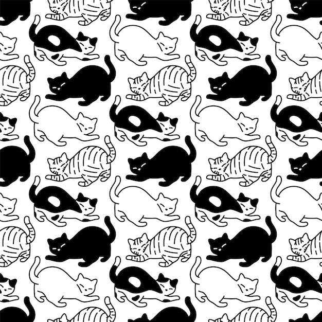 cat seamless pattern kitten calico breed illustration