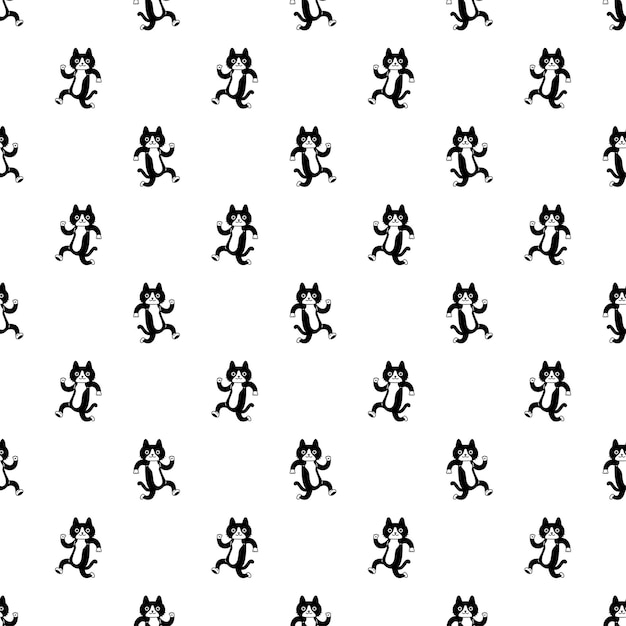 cat seamless pattern kitten dancing running