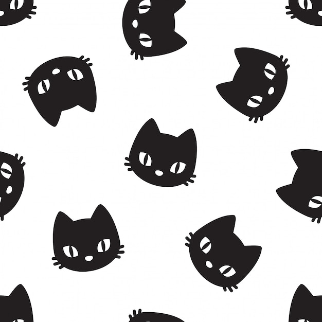 cat seamless pattern kitten pet cartoon