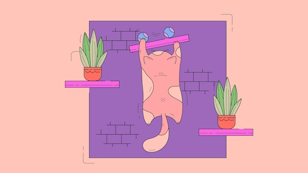 Cat shelf illustration