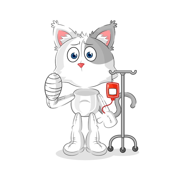 Cat sick in IV illustration character vector