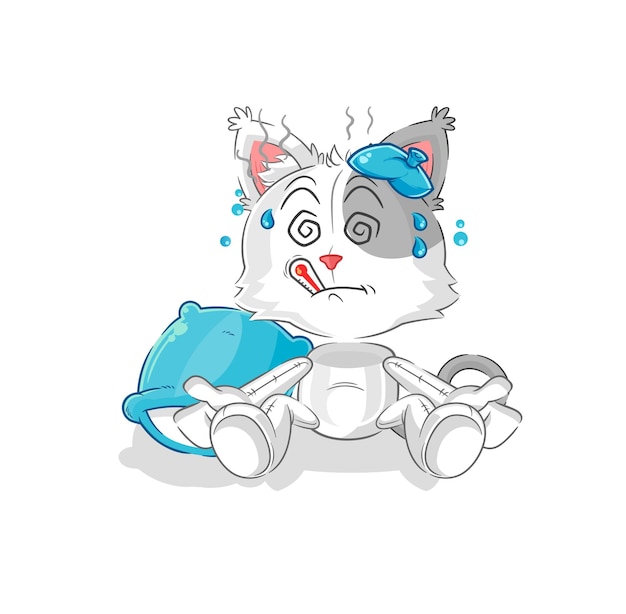 Cat sick vector cartoon character