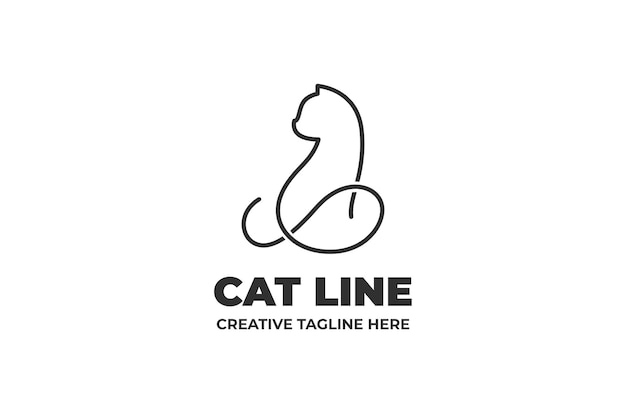 Cat Silhouette Monoline Business Logo