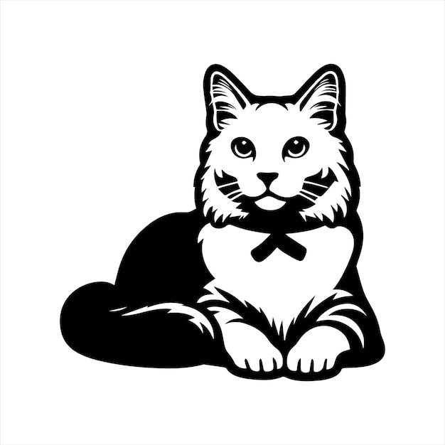 Cat silhouette symbol Linear style sign for mobile concept and web design House animals symbol log