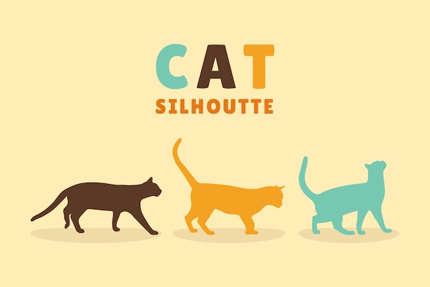 Cat silhouette vector illustration flat design with cats