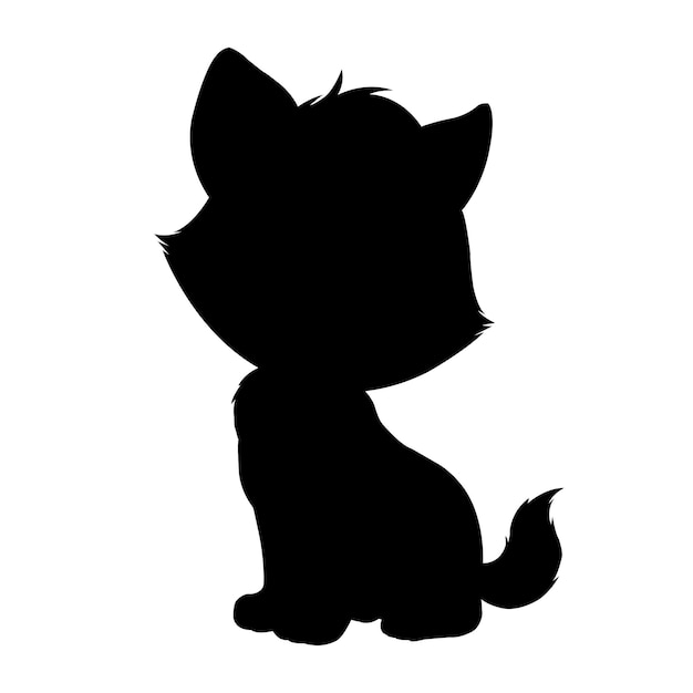 Cat silhouette vector isolated on white background animal coloring book for kids