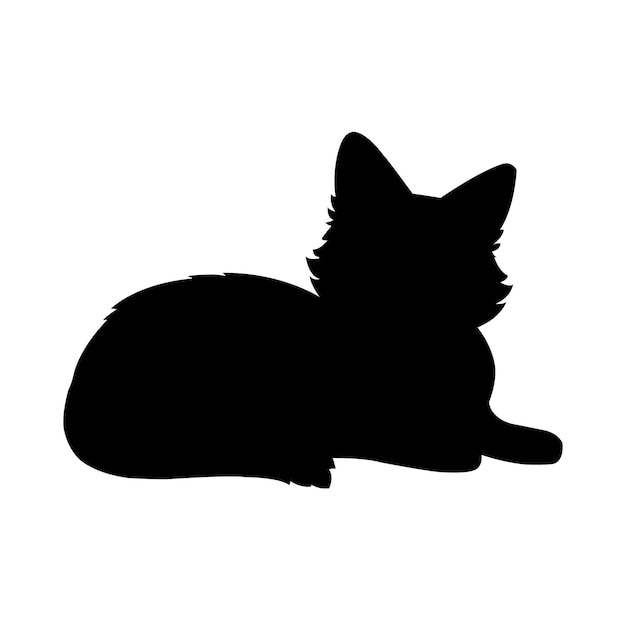 Cat silhouette vector isolated on white background animal coloring book for kids