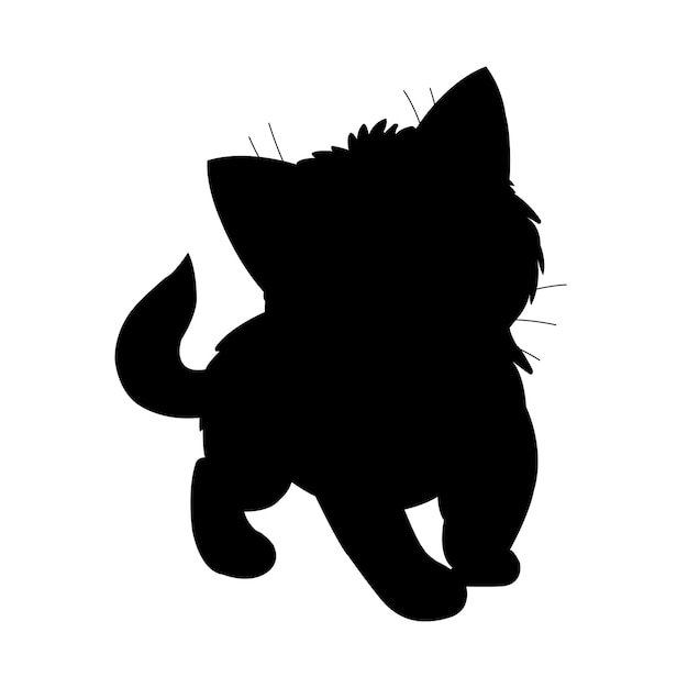 Cat silhouette vector isolated on white background animal coloring book for kids