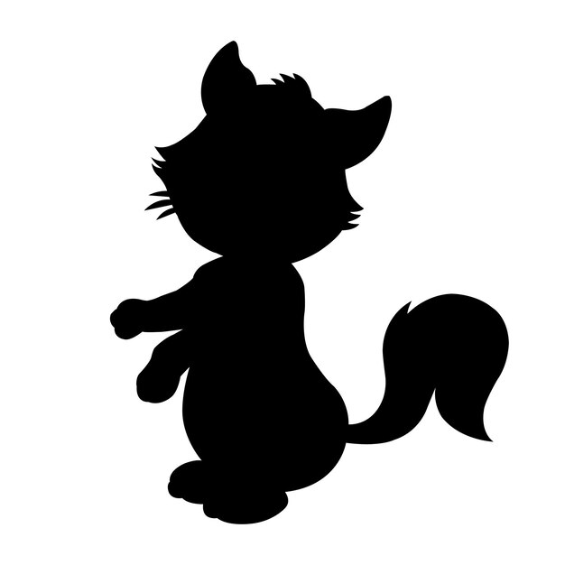 Cat silhouette vector isolated on white background animal coloring book for kids