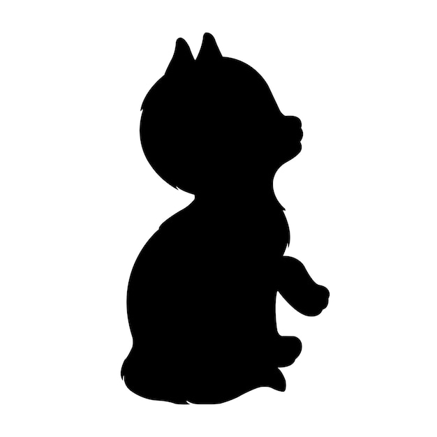 Cat silhouette vector isolated on white background animal coloring book for kids