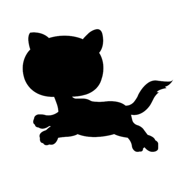 Cat silhouette vector isolated on white background animal coloring book for kids