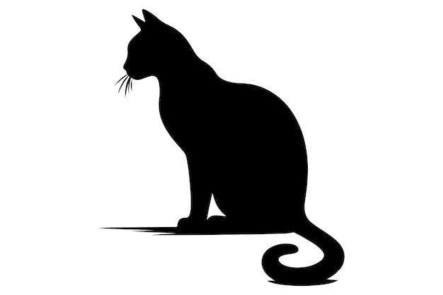 Cat silhouette Vector in monochrome style on white background