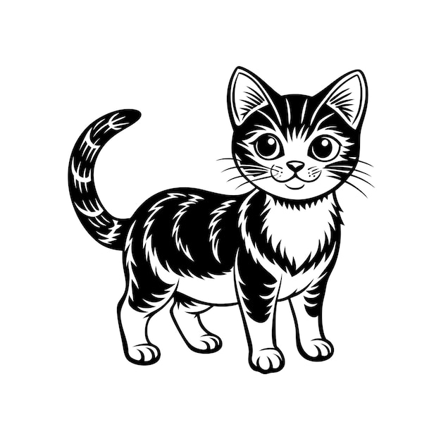 cat silhouette vector on white background