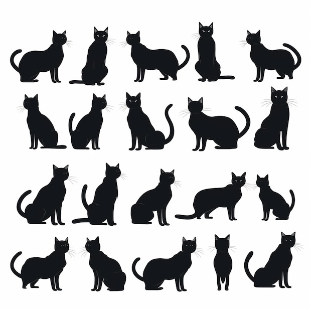 Cat silhouettes cartoon vector