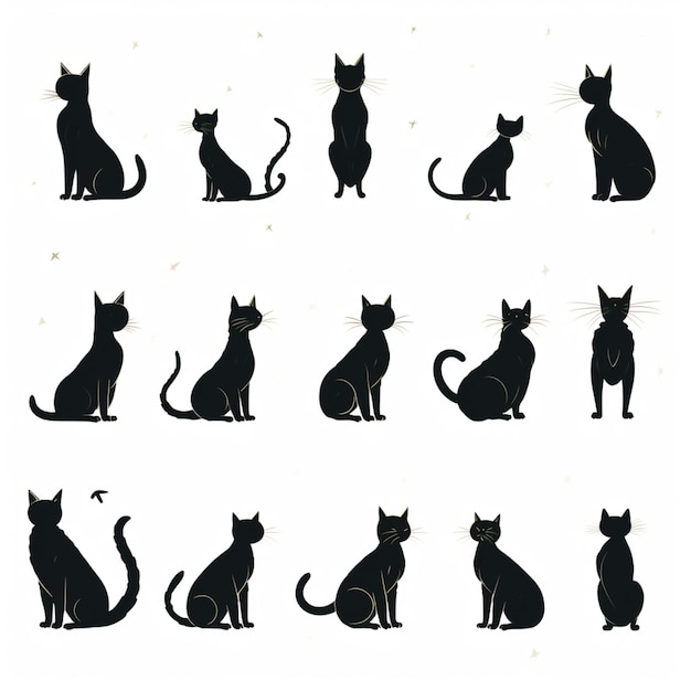 Cat silhouettes cartoon vector