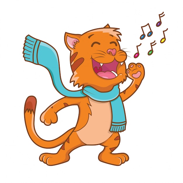 Cat Singing Illustration