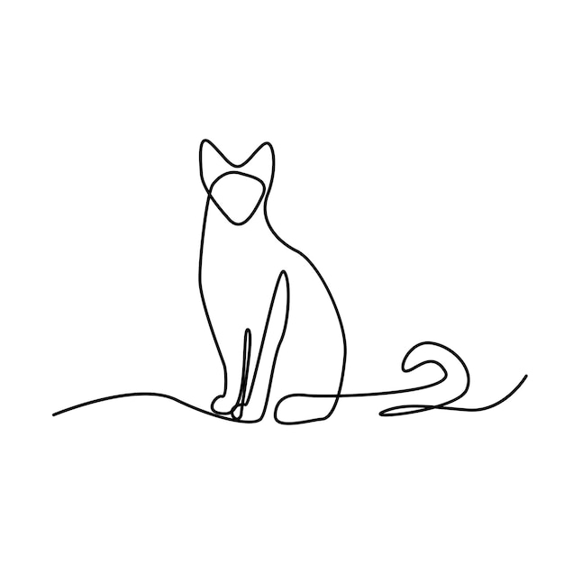 Cat single Line logo icon design illustration