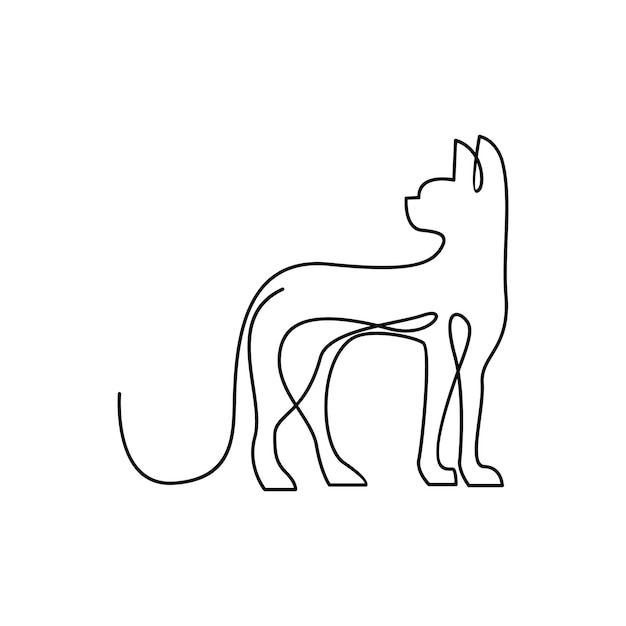 Cat single Line logo icon design illustration